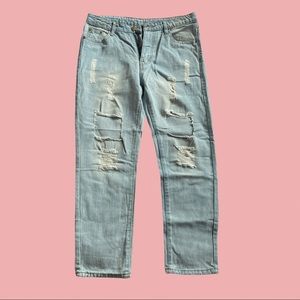 SHEIN Ripped Straight Leg Jeans